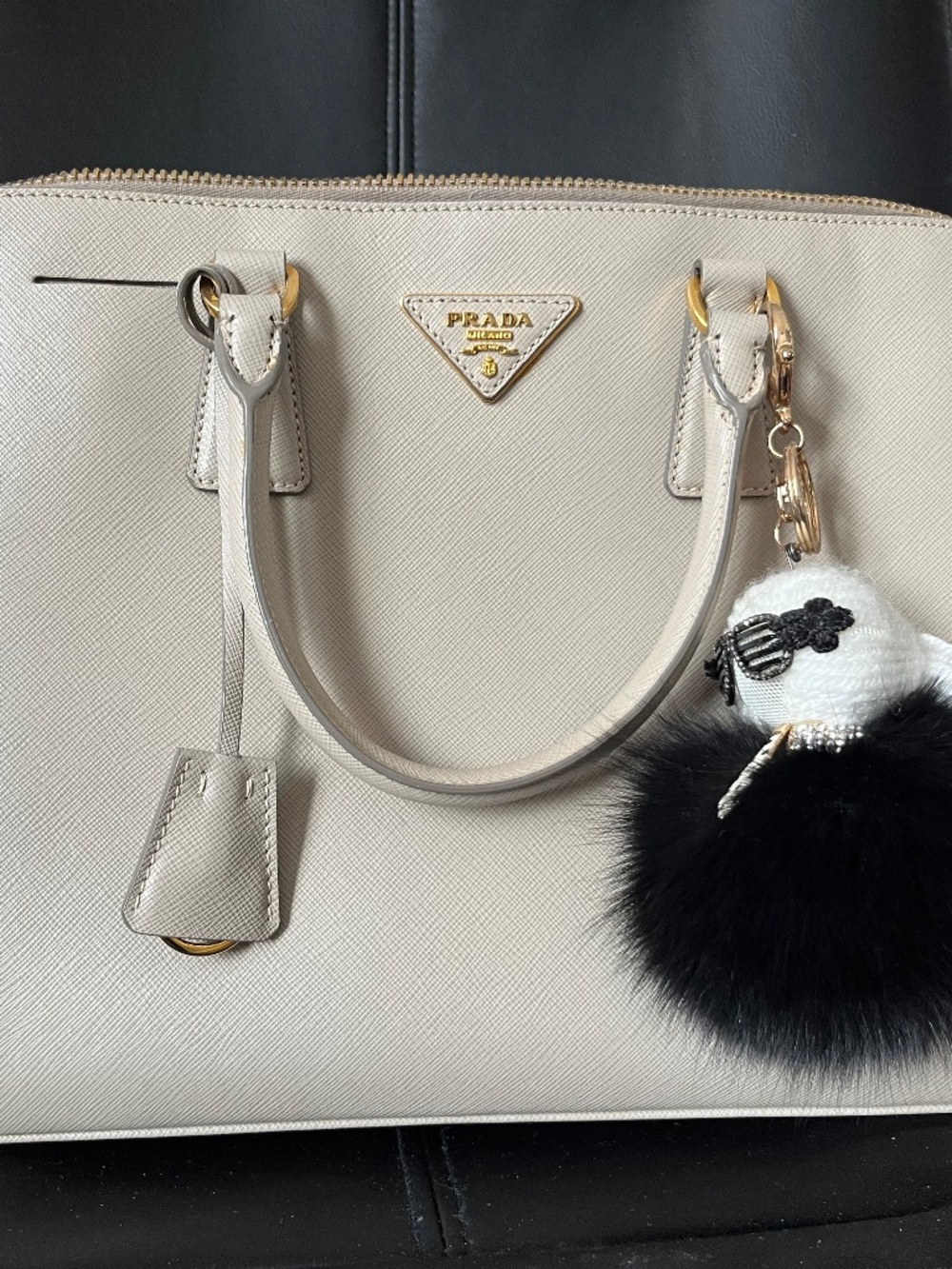 Prada beige saffiano leather Dome